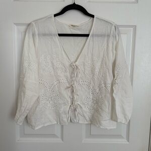 Christian Siriano White Embroidered Blouse